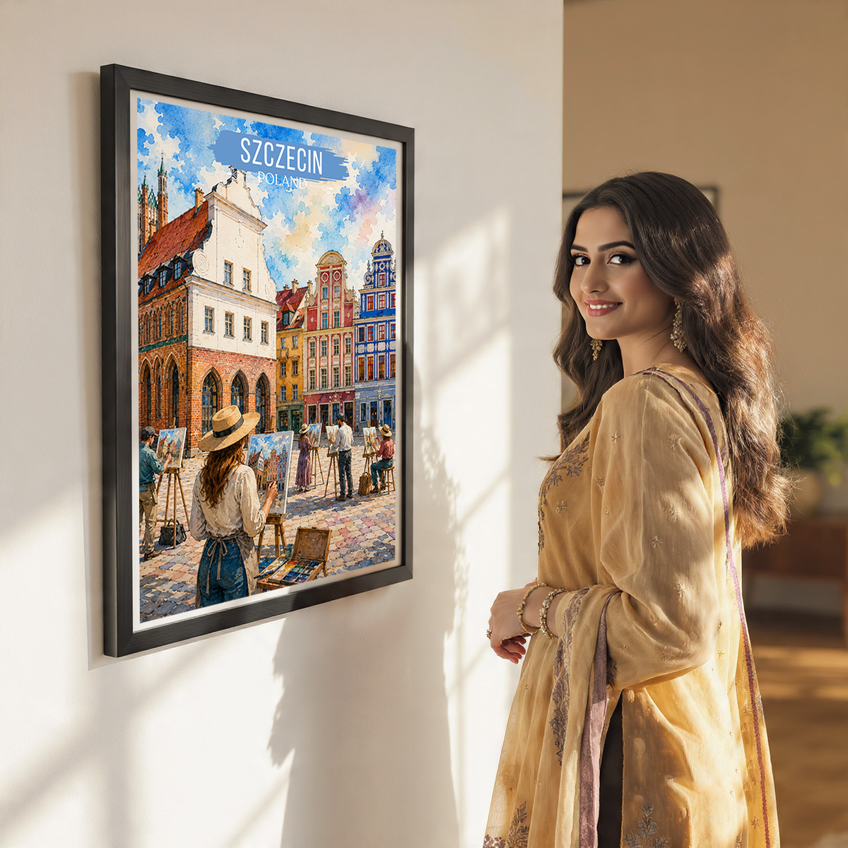 Szczecin - Poland - Travel Poster Vintage Style Wall Art Print