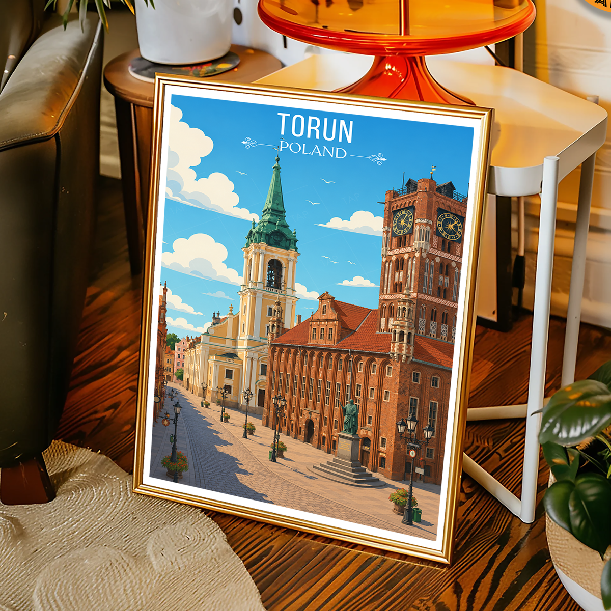 Torun - Poland - Travel Poster Vintage Style Wall Art Print