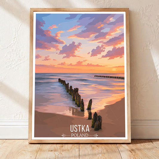 Ustka - Poland - Travel Poster Vintage Style Wall Art Print - Art Print - Travel Art Poster