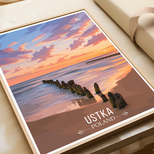 Ustka - Poland - Travel Poster Vintage Style Wall Art Print - Art Print - Travel Art Poster