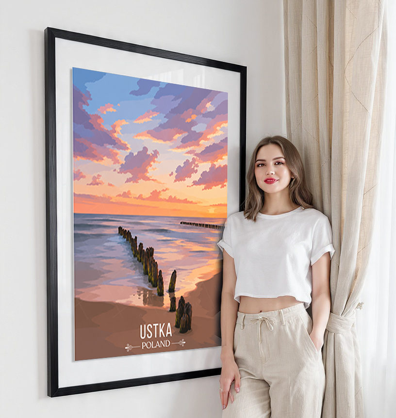 Ustka - Poland - Travel Poster Vintage Style Wall Art Print