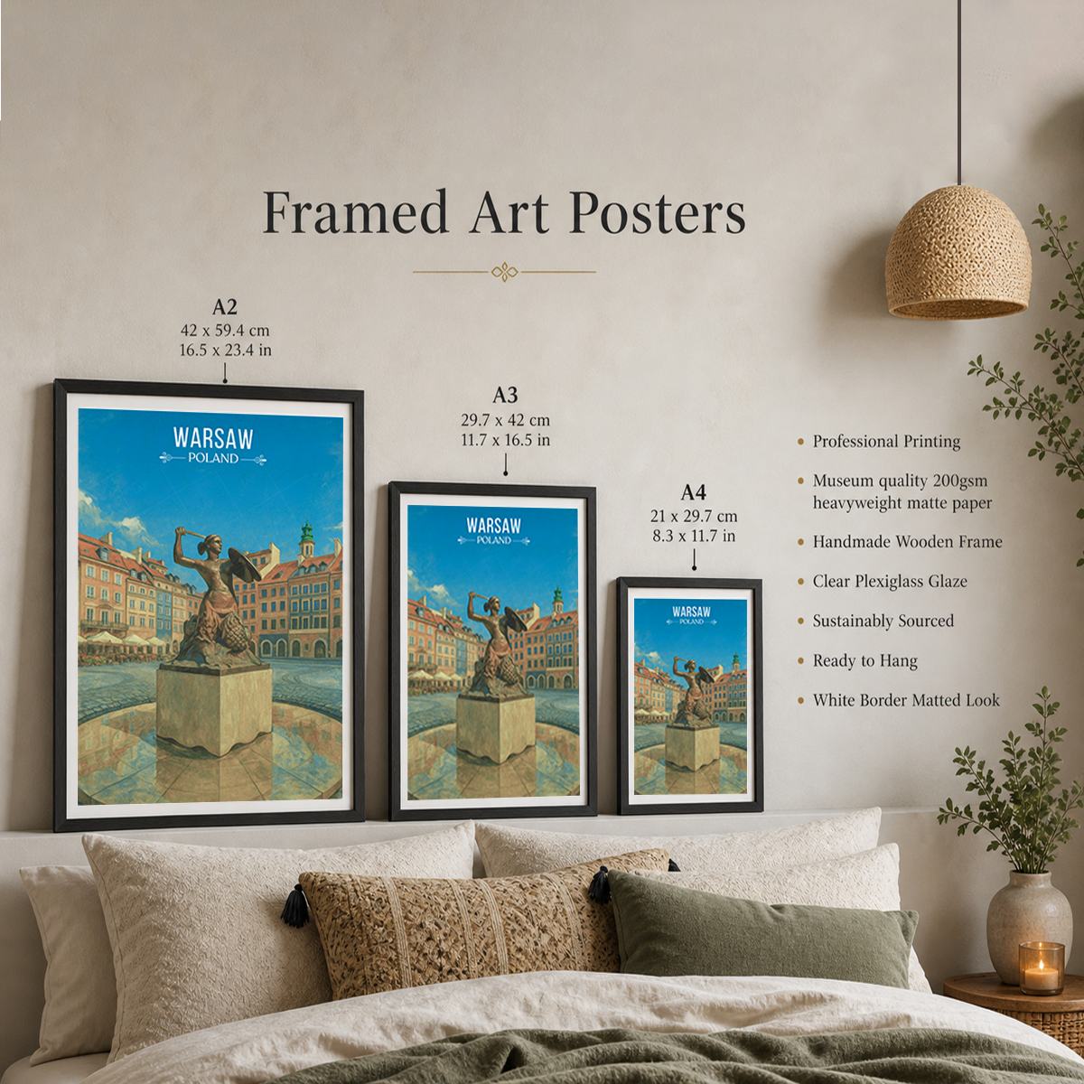 Warsa - Poland - Travel Poster Vintage Style Wall Art Print