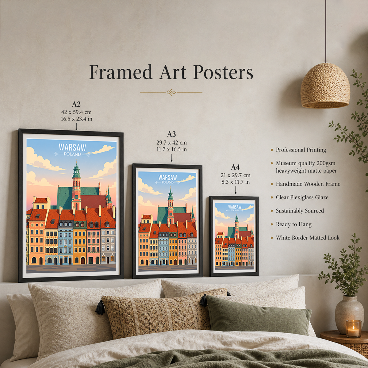 Warsa - Poland - Travel Poster Vintage Style Wall Art Print