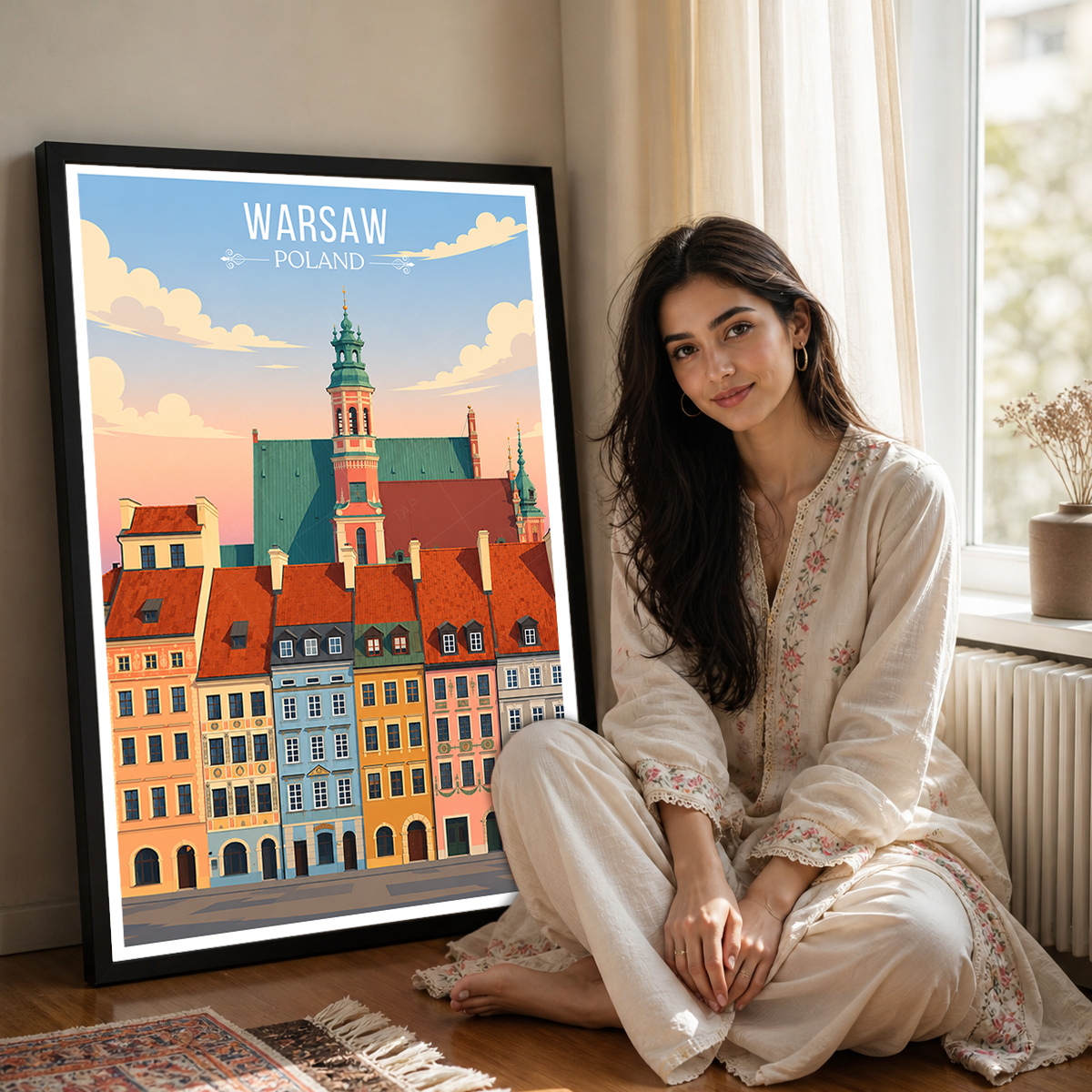 Warsa - Poland - Travel Poster Vintage Style Wall Art Print