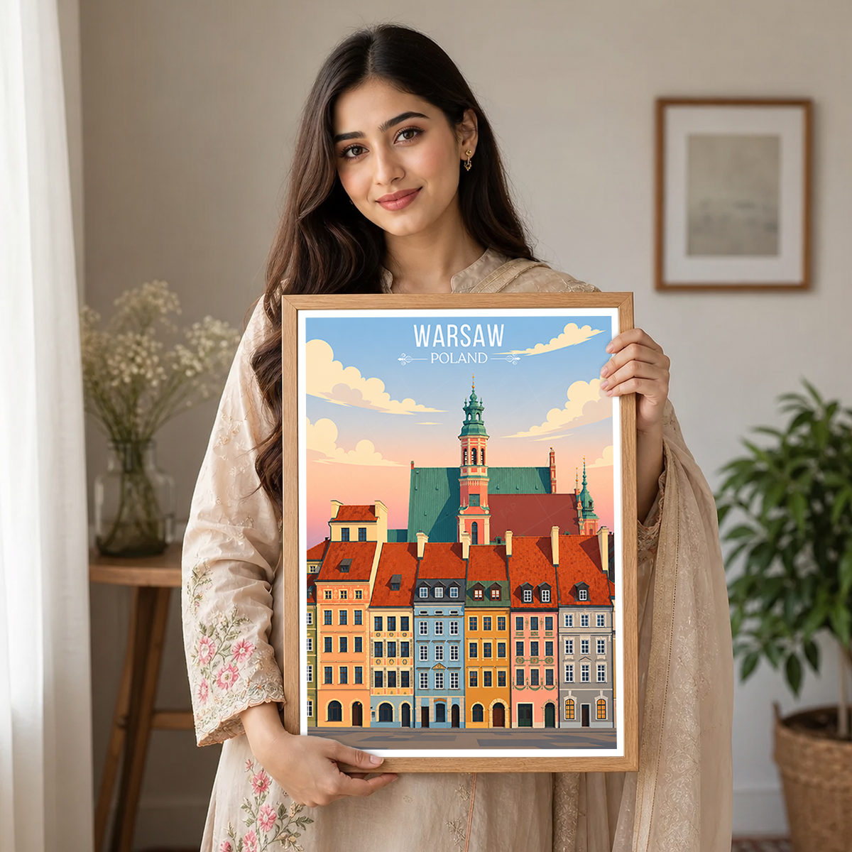 Warsa - Poland - Travel Poster Vintage Style Wall Art Print