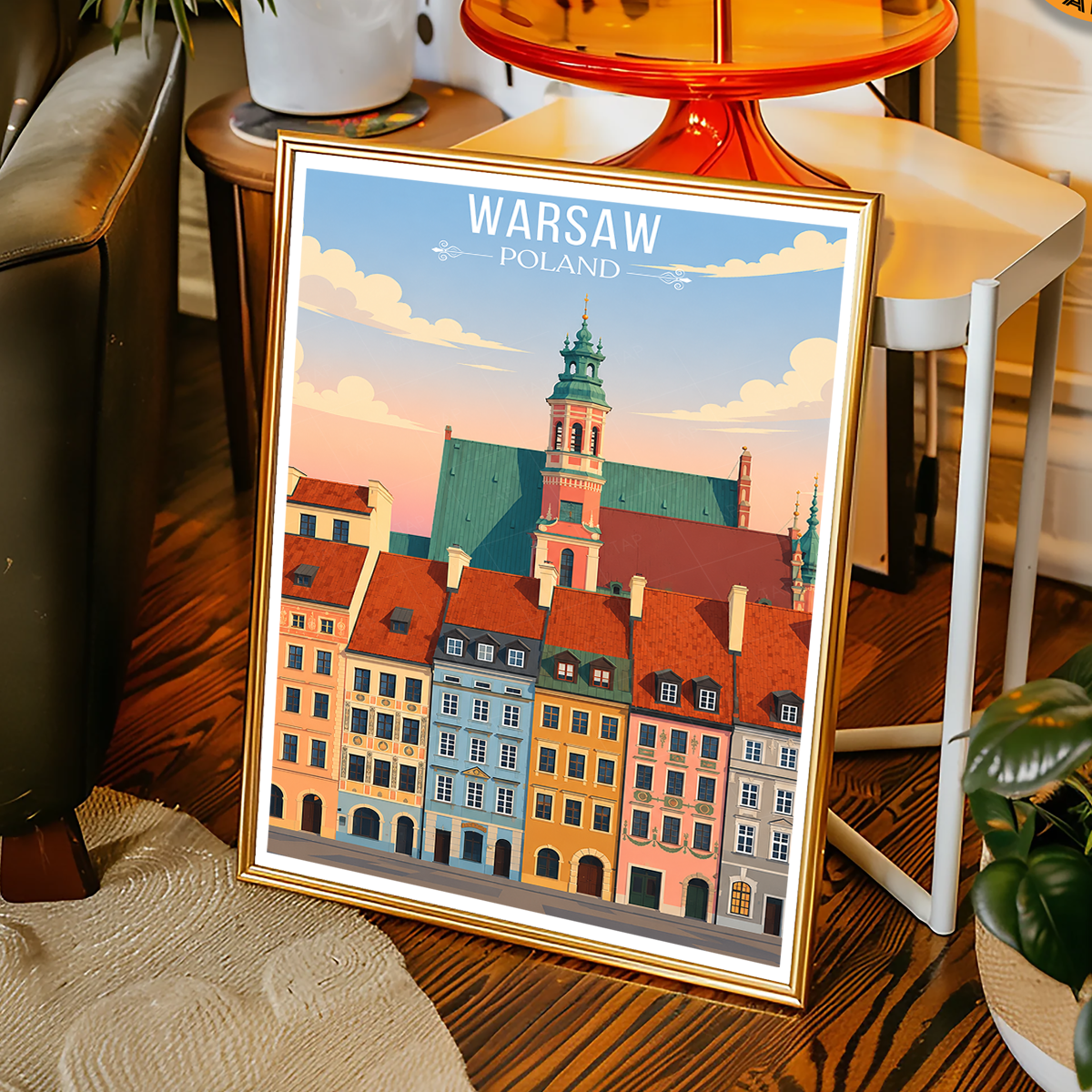 Warsa - Poland - Travel Poster Vintage Style Wall Art Print