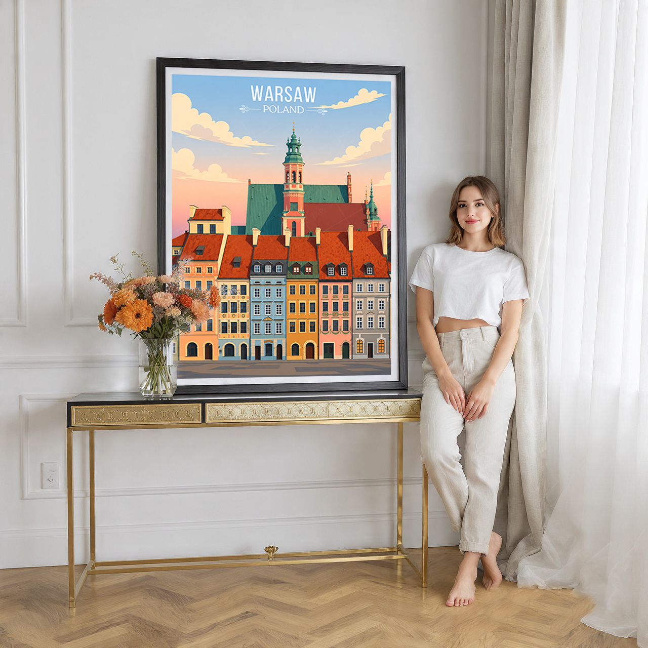 Warsa - Poland - Travel Poster Vintage Style Wall Art Print