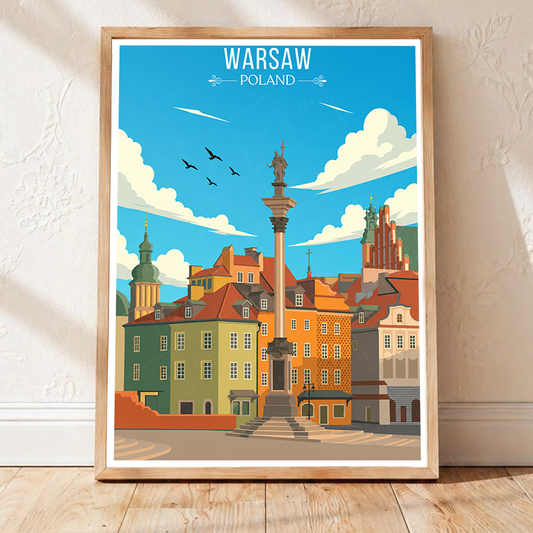 Warsaw - Poland - Travel Poster Vintage Style Wall Art Print - Art Print - Travel Art Poster