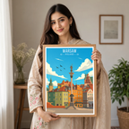 Warsaw - Poland - Travel Poster Vintage Style Wall Art Print