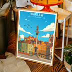 Warsaw - Poland - Travel Poster Vintage Style Wall Art Print