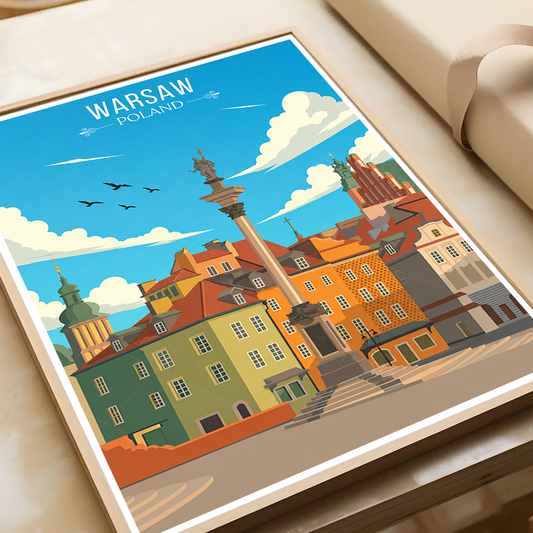 Warsaw - Poland - Travel Poster Vintage Style Wall Art Print - Art Print - Travel Art Poster