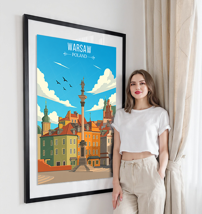 Warsaw - Poland - Travel Poster Vintage Style Wall Art Print