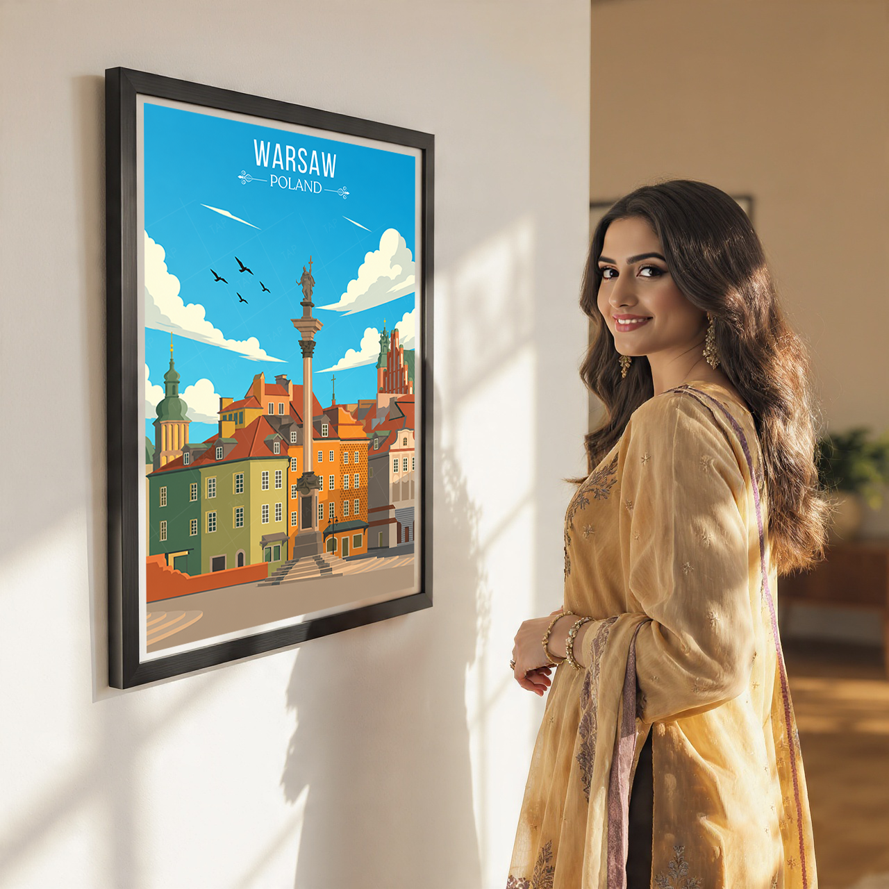 Warsaw - Poland - Travel Poster Vintage Style Wall Art Print