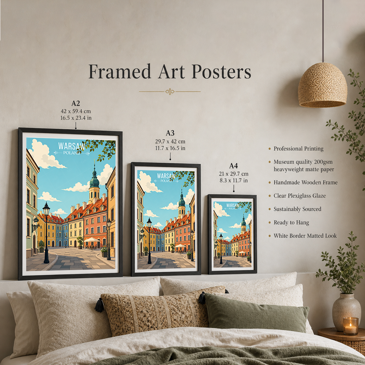 Warsaw - Poland - Travel Poster Vintage Style Wall Art Print