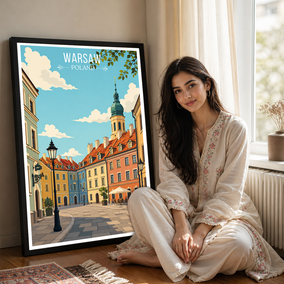 Warsaw - Poland - Travel Poster Vintage Style Wall Art Print