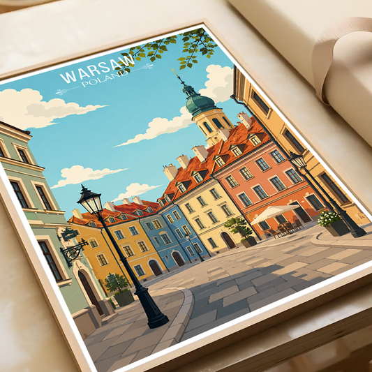 Warsaw - Poland - Travel Poster Vintage Style Wall Art Print - Art Print - Travel Art Poster