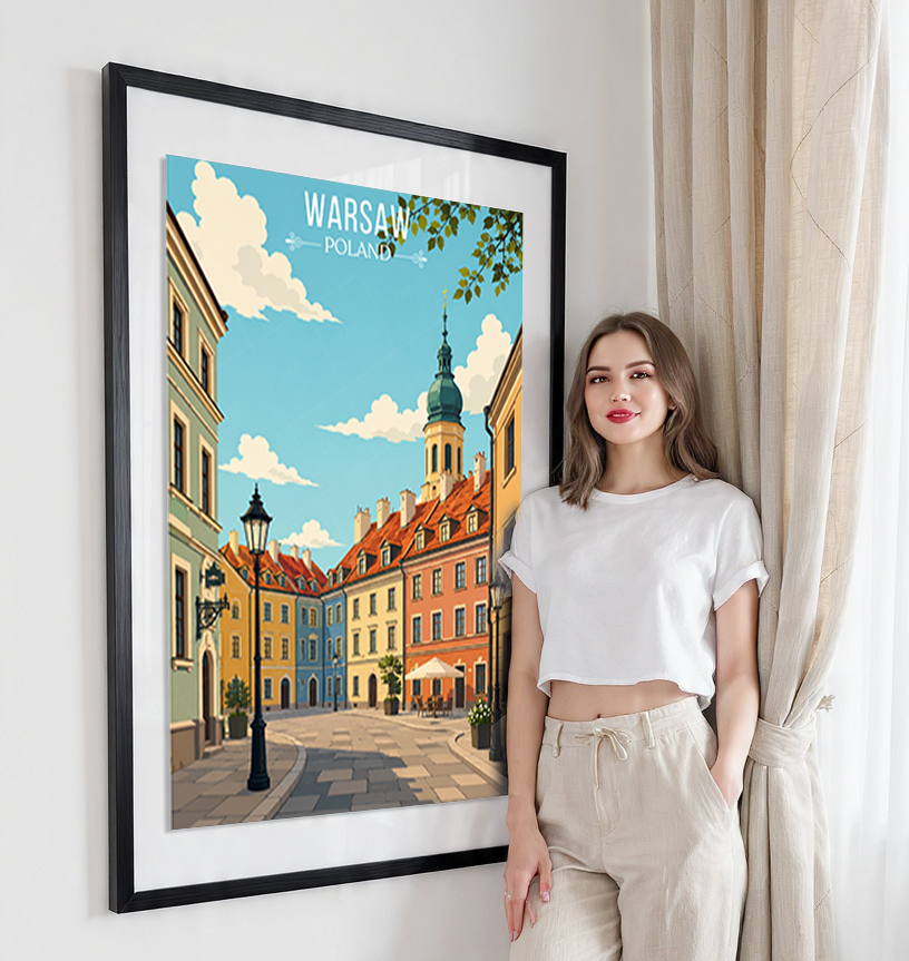 Warsaw - Poland - Travel Poster Vintage Style Wall Art Print