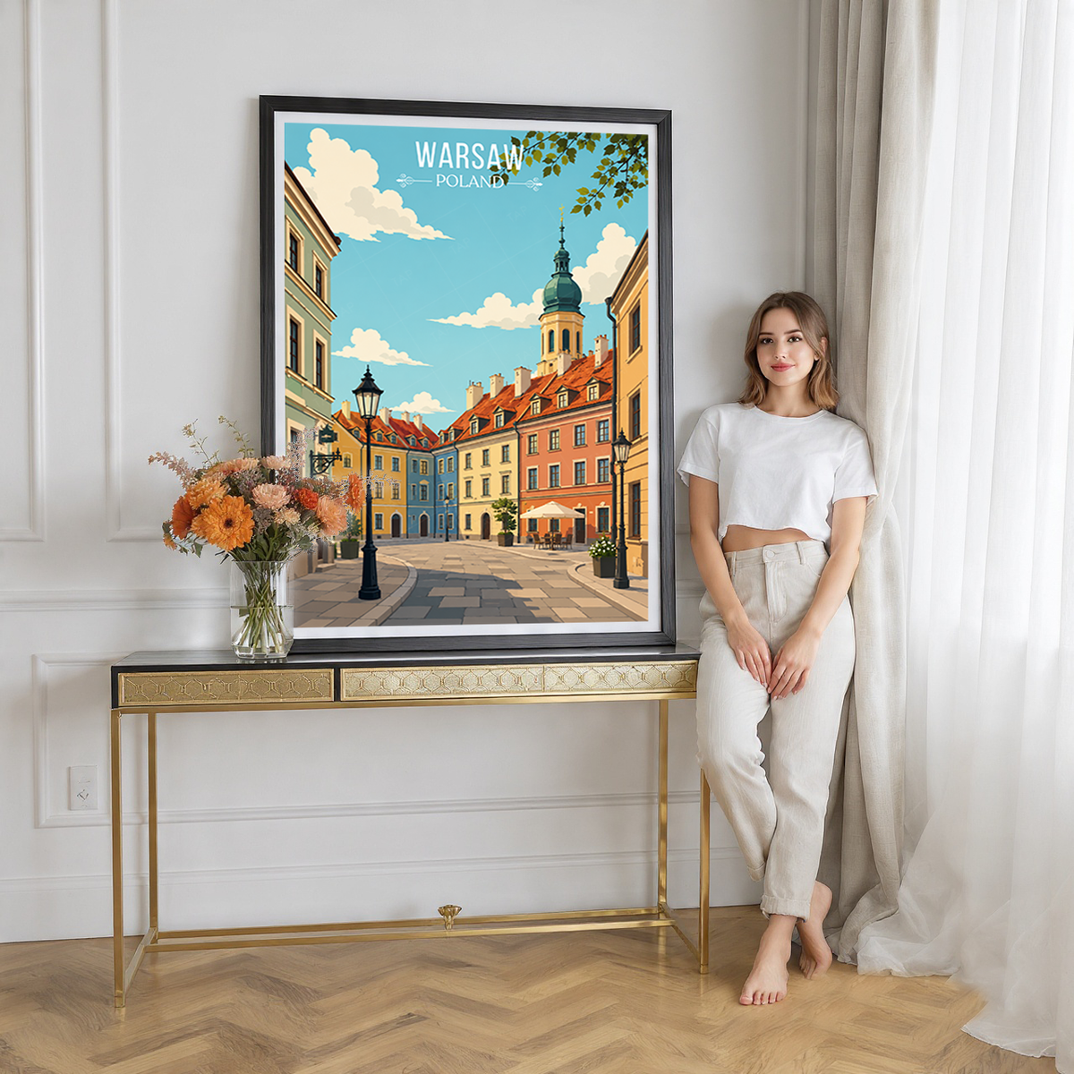 Warsaw - Poland - Travel Poster Vintage Style Wall Art Print