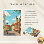 Warsaw - Poland - Travel Poster Vintage Style Wall Art Print