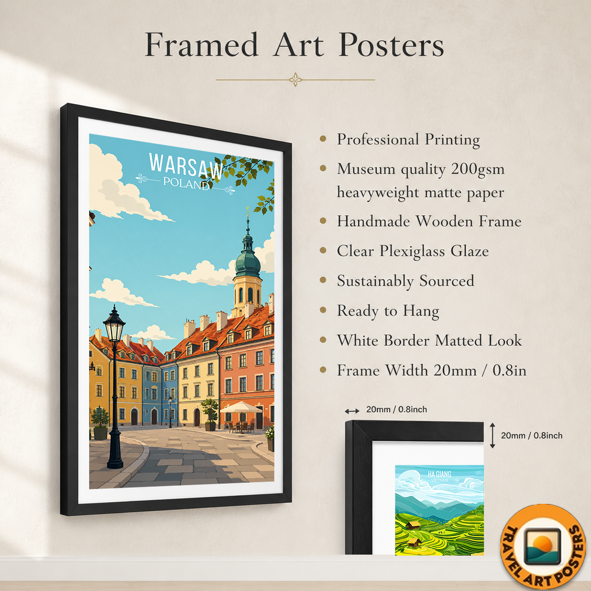 Warsaw - Poland - Travel Poster Vintage Style Wall Art Print