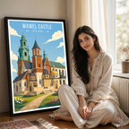 Wawel Castle - Poland - Travel Poster Vintage Style Wall Art Print