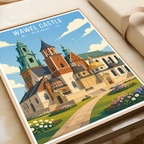 Wawel Castle - Poland - Travel Poster Vintage Style Wall Art Print