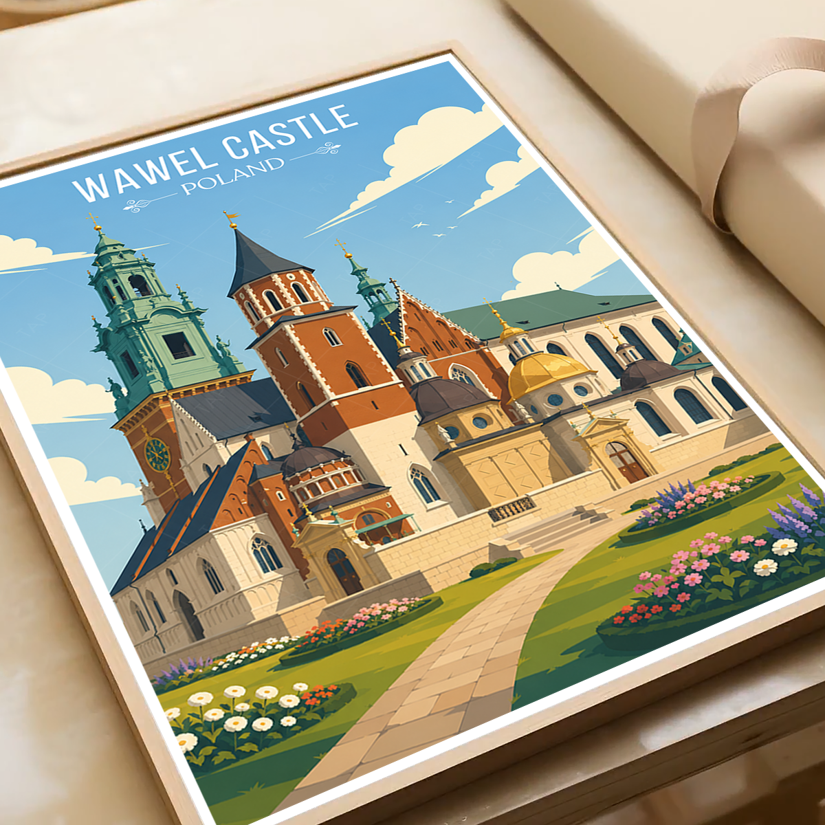 Wawel Castle - Poland - Travel Poster Vintage Style Wall Art Print