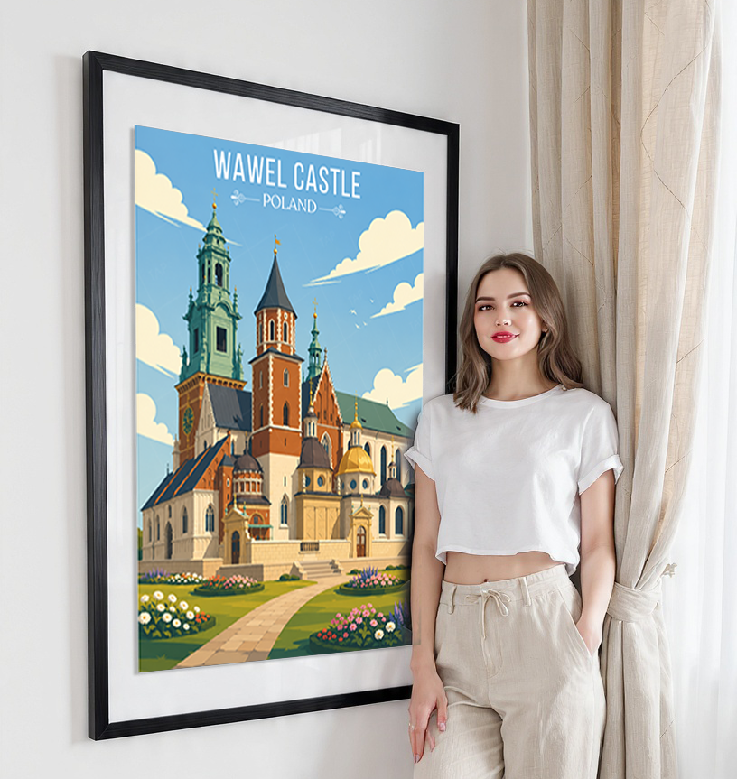 Wawel Castle - Poland - Travel Poster Vintage Style Wall Art Print
