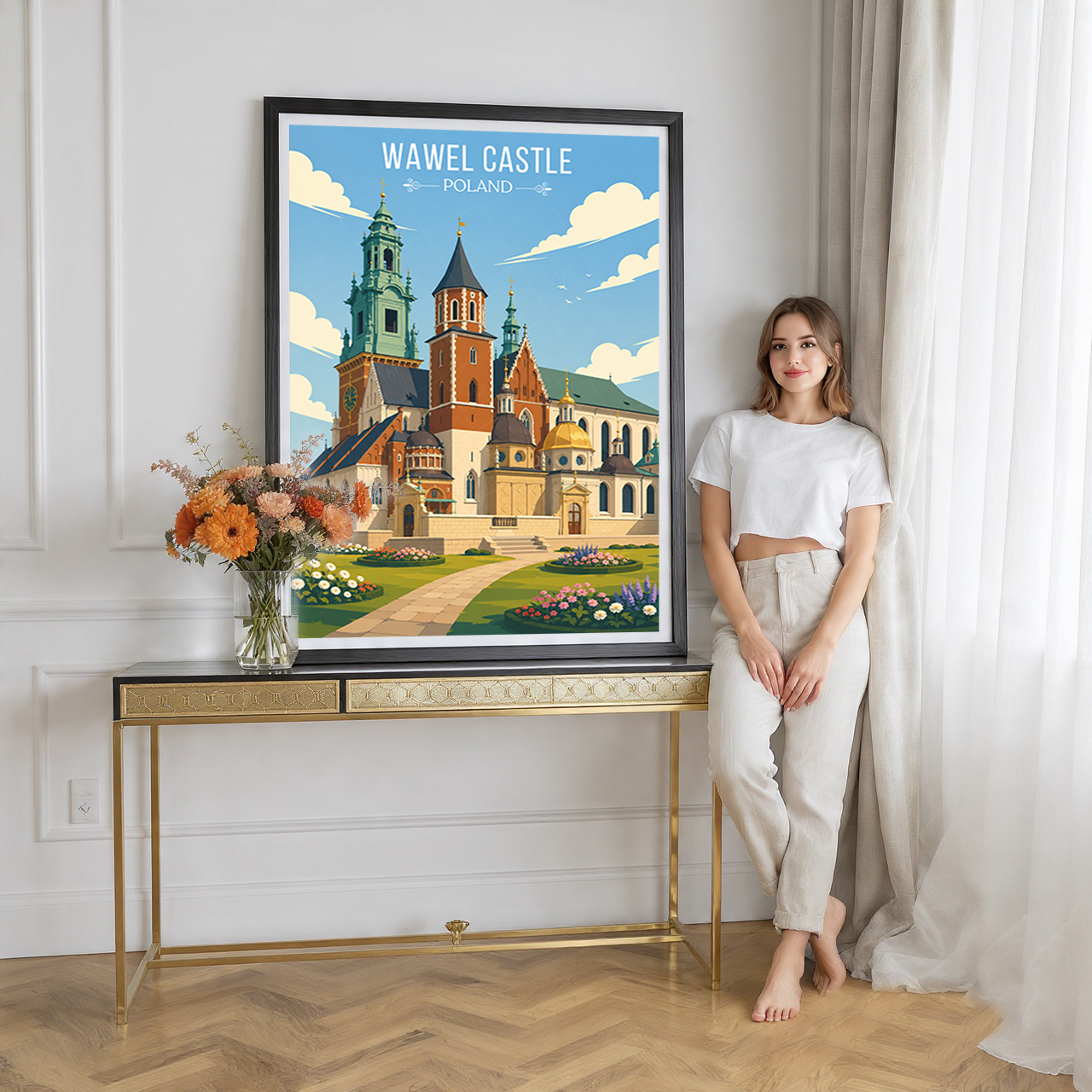 Wawel Castle - Poland - Travel Poster Vintage Style Wall Art Print