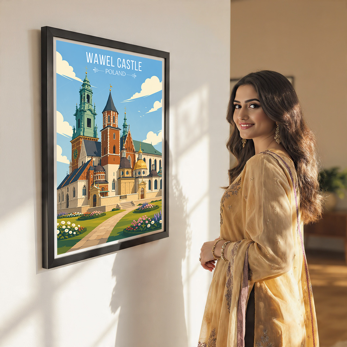 Wawel Castle - Poland - Travel Poster Vintage Style Wall Art Print