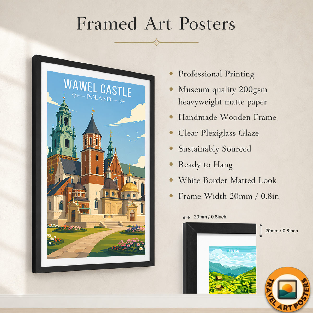 Wawel Castle - Poland - Travel Poster Vintage Style Wall Art Print