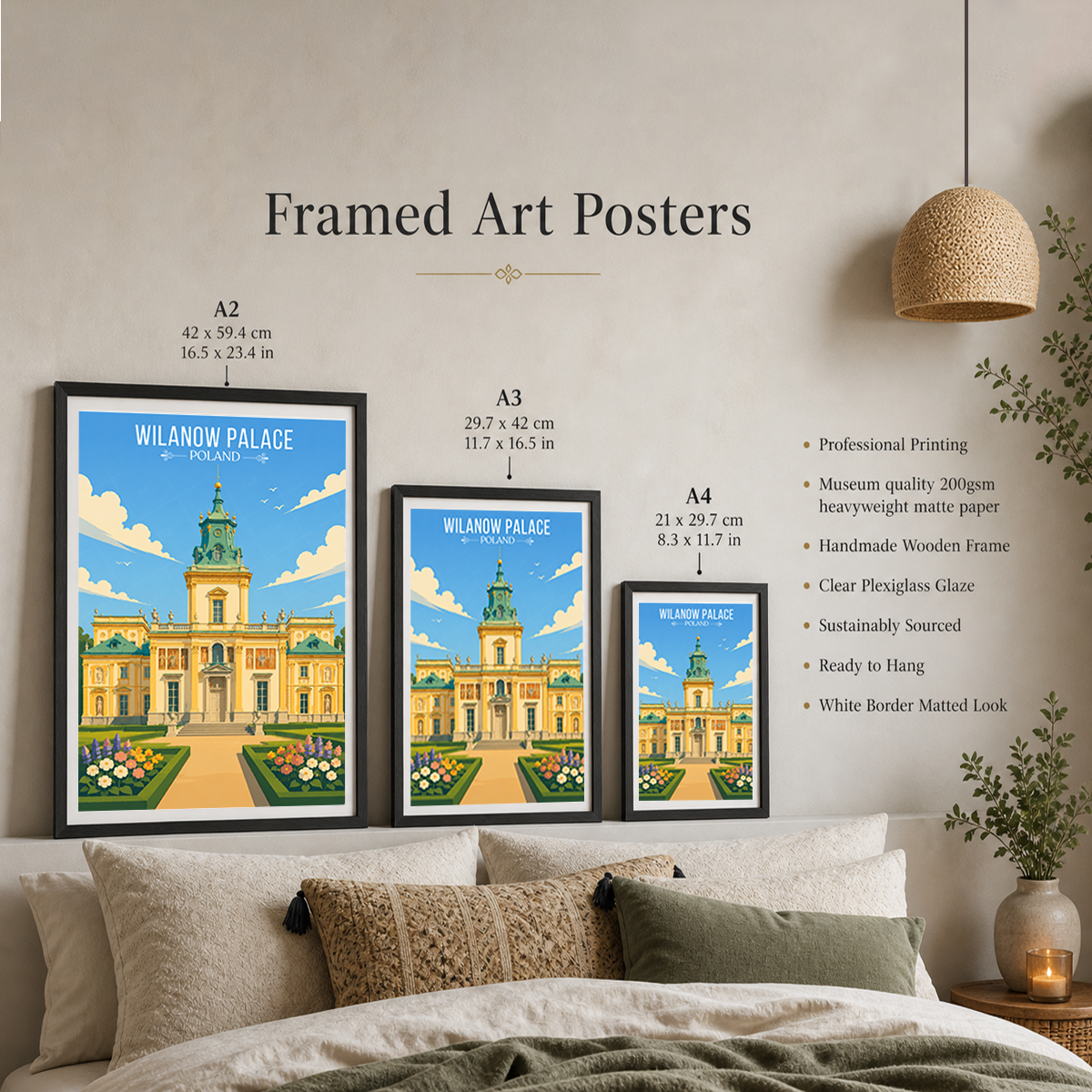 Wilanow Palace - Poland - Travel Poster Vintage Style Wall Art Print