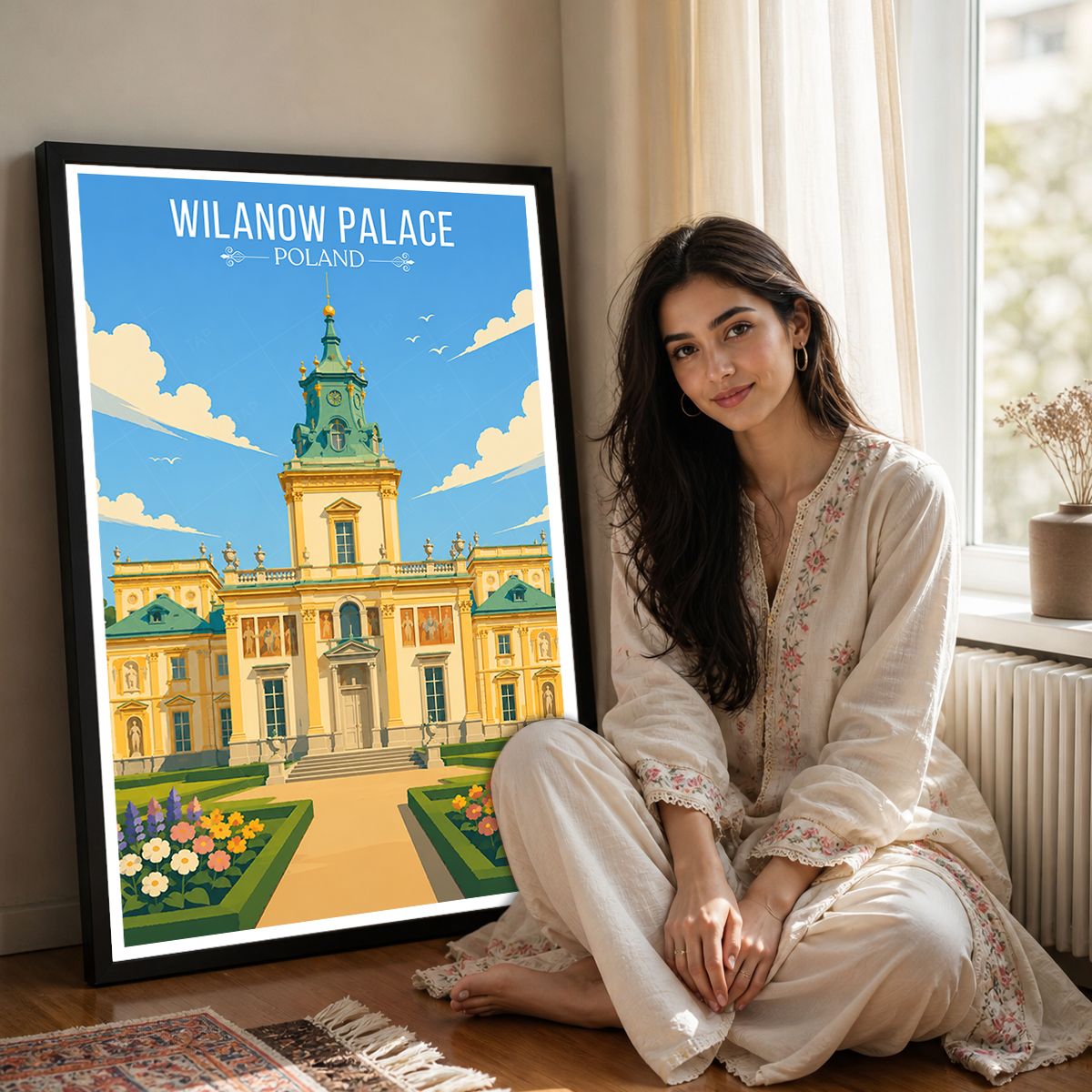 Wilanow Palace - Poland - Travel Poster Vintage Style Wall Art Print