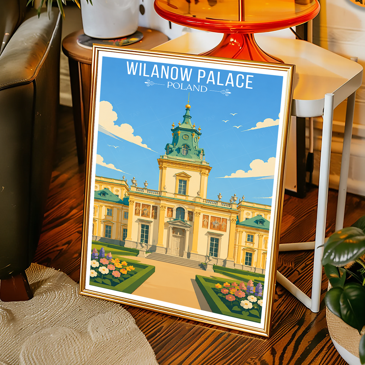 Wilanow Palace - Poland - Travel Poster Vintage Style Wall Art Print
