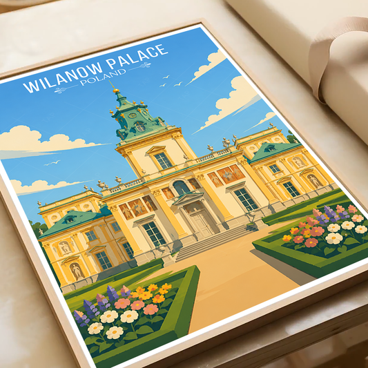 Wilanow Palace - Poland - Travel Poster Vintage Style Wall Art Print - Art Print - Travel Art Poster