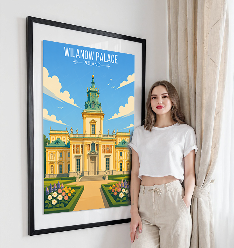 Wilanow Palace - Poland - Travel Poster Vintage Style Wall Art Print