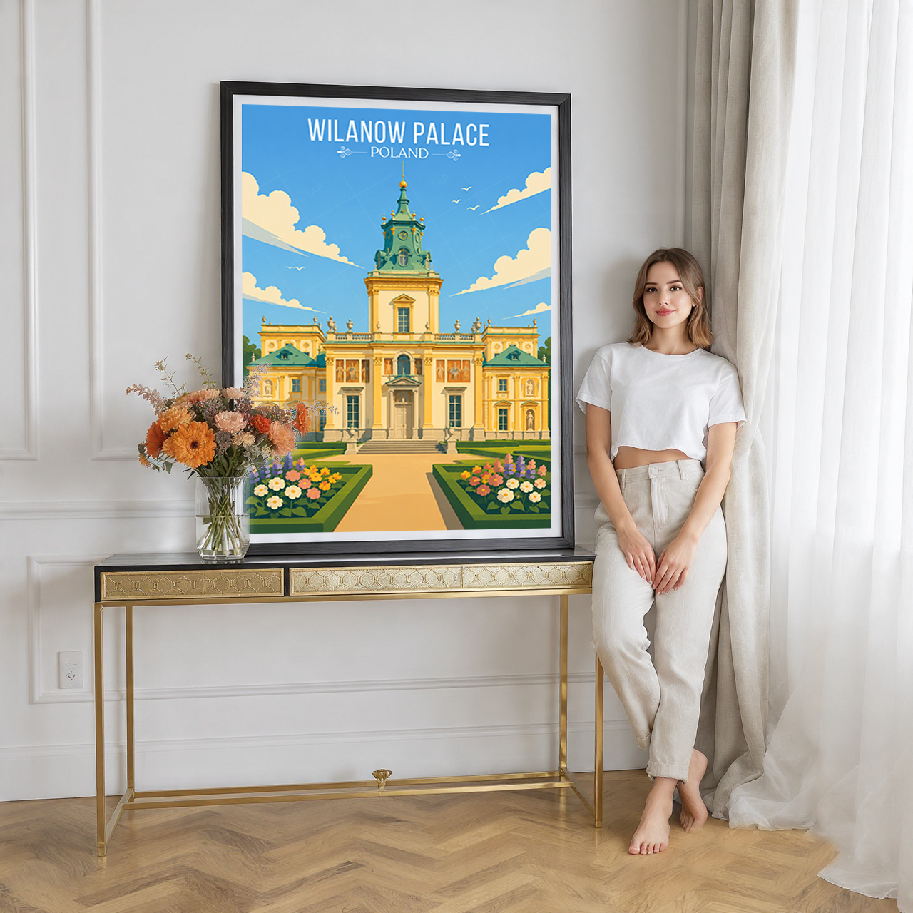Wilanow Palace - Poland - Travel Poster Vintage Style Wall Art Print