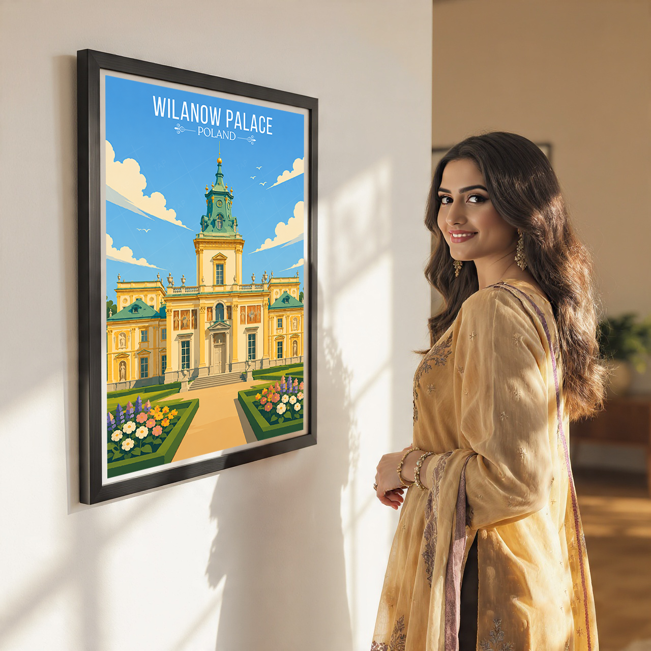 Wilanow Palace - Poland - Travel Poster Vintage Style Wall Art Print