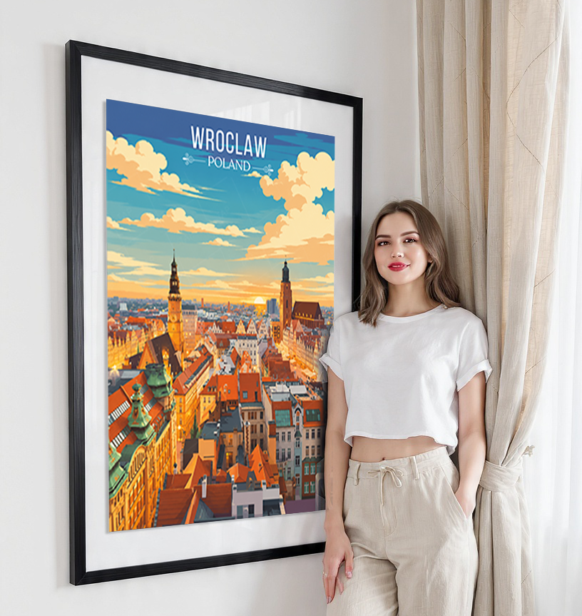 Warsaw - Poland - Travel Poster Vintage Style Wall Art Print