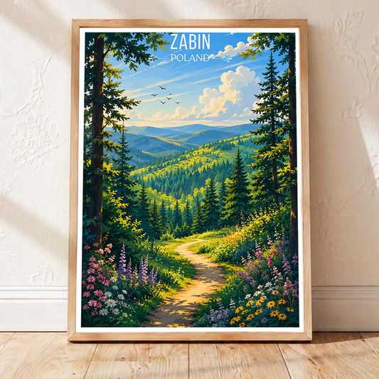 Zabin - Poland - Travel Poster Vintage Style Wall Art Print - Art Print - Travel Art Poster