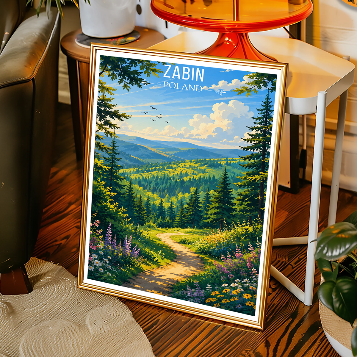 Zabin - Poland - Travel Poster Vintage Style Wall Art Print