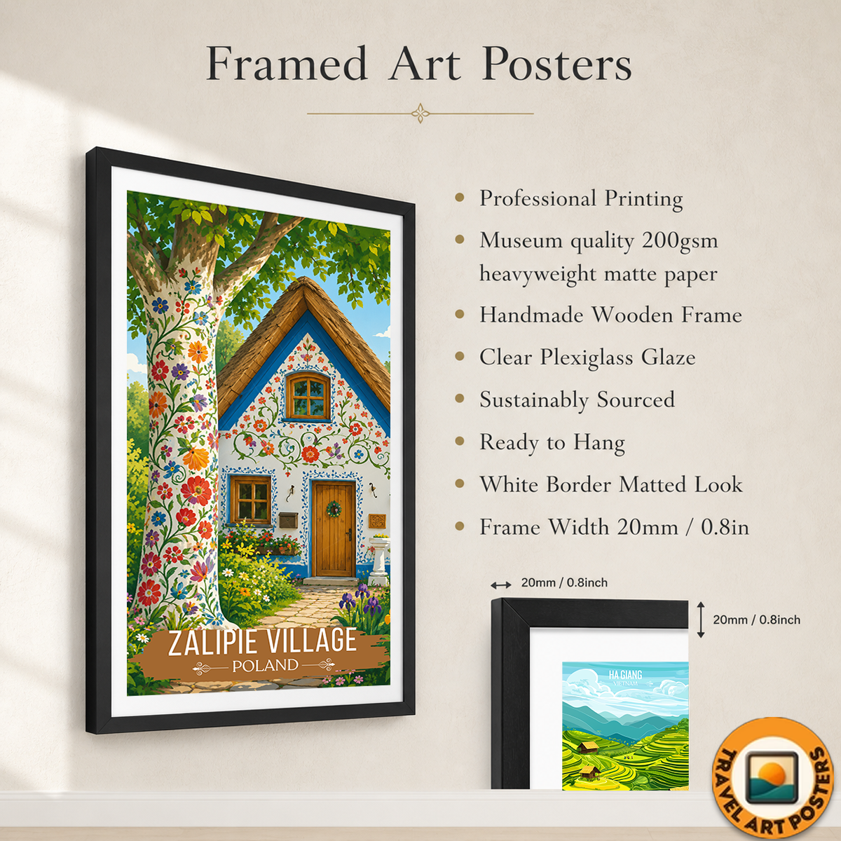 Zalipie - Poland - Travel Poster Vintage Style Wall Art Print