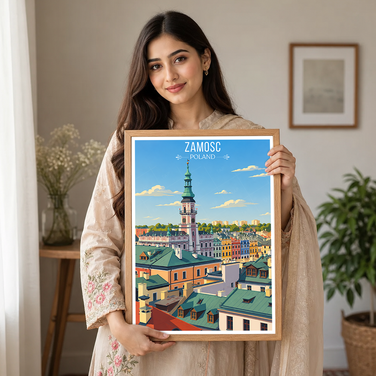 Zamosc - Poland - Travel Poster Vintage Style Wall Art Print