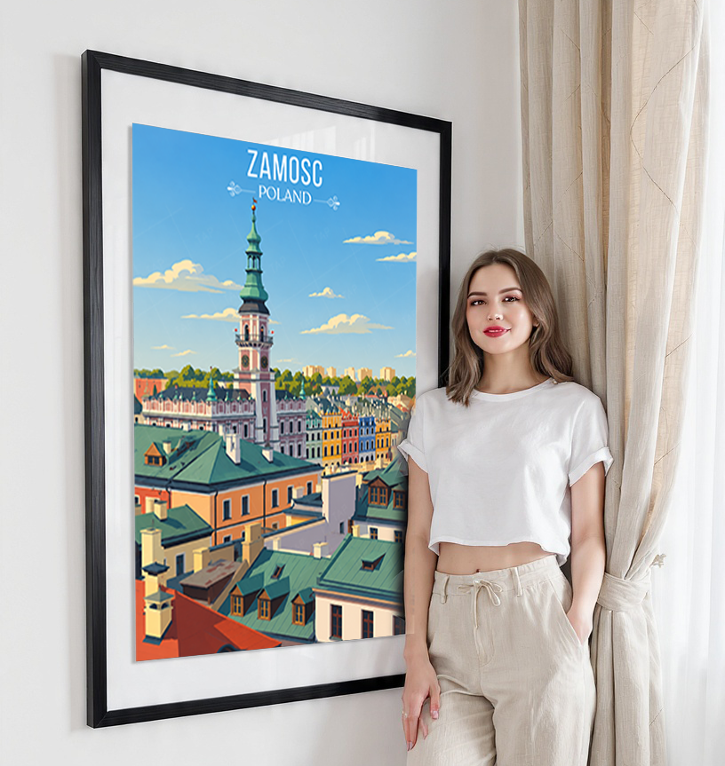 Zamosc - Poland - Travel Poster Vintage Style Wall Art Print