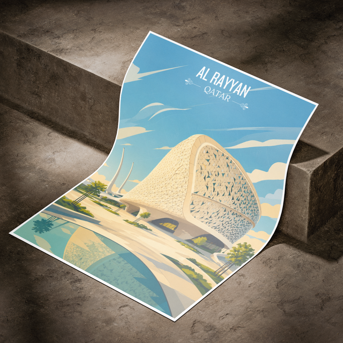 Al Rayyan - Qatar - Travel Wall Art Deco Poster Print - Art Print - Travel Art Poster