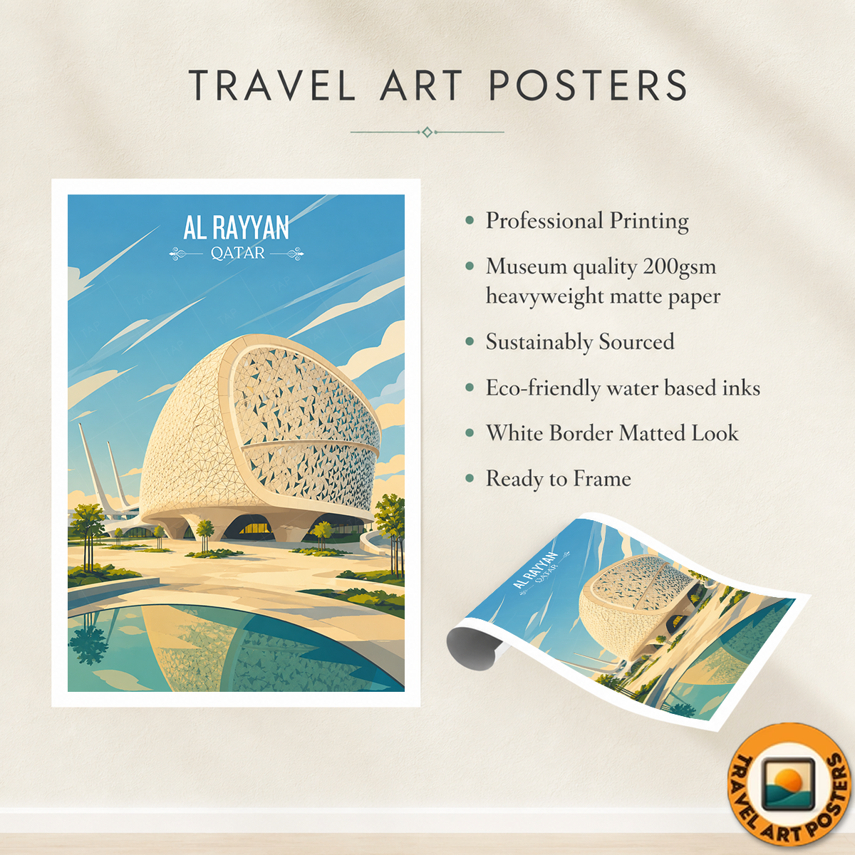 Al Rayyan - Qatar - Travel Wall Art Deco Poster Print - Art Print - Travel Art Poster