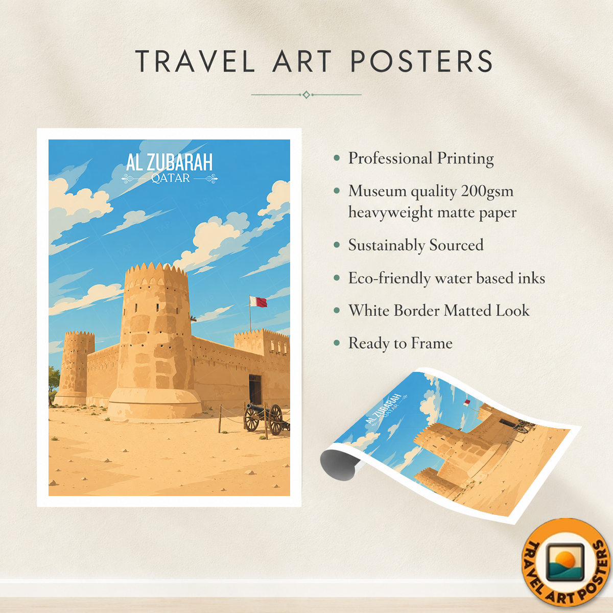 Al Zubarah - Qatar - Travel Wall Art Deco Poster Print - Art Print - Travel Art Poster
