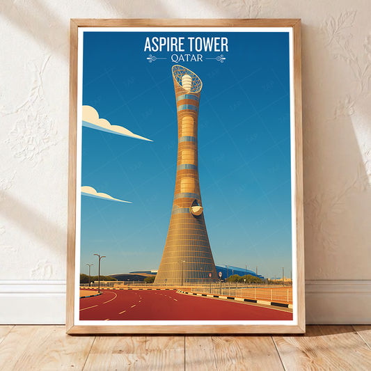 Aspire Tower - Qatar - Travel Wall Art Deco Poster Print - Art Print - Travel Art Poster