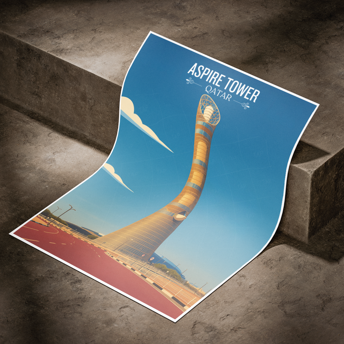 Aspire Tower - Qatar - Travel Wall Art Deco Poster Print - Art Print - Travel Art Poster