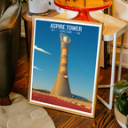 Aspire Tower - Qatar - Travel Wall Art Deco Poster Print - Art Print - Travel Art Poster